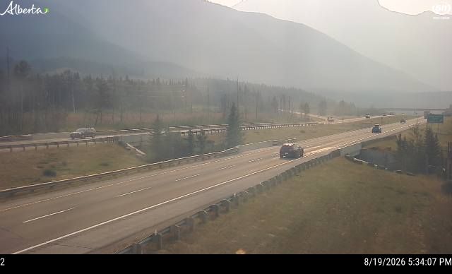 Latest Alberta 511 image at Hwy 1: East of Dead Mans Flat Overpass