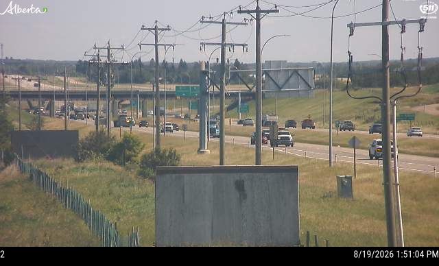 Latest Alberta 511 image at Hwy 16 at Rge Rd 231 / Clover Bar Rd